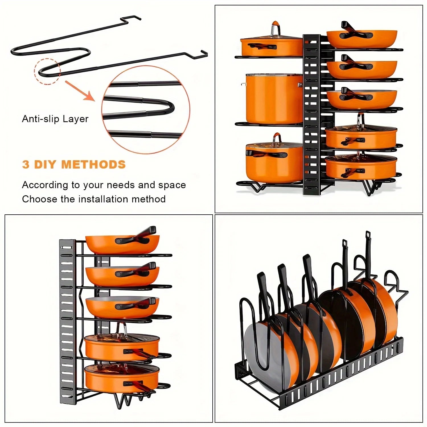 8-Tier Heavy-Duty Pot & Pan Organizer - Newest