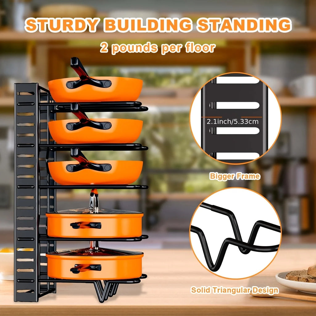 8-Tier Heavy-Duty Pot & Pan Organizer - Newest