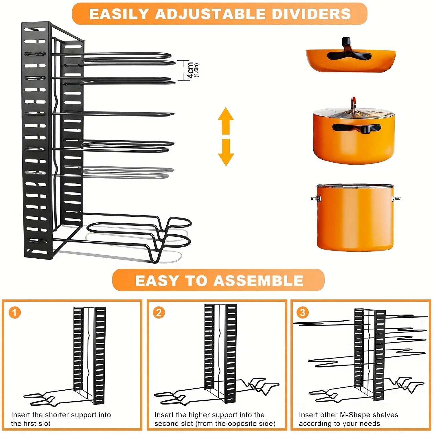 8-Tier Heavy-Duty Pot & Pan Organizer - Newest