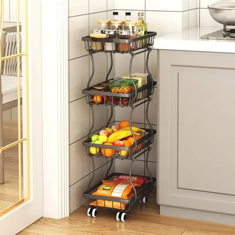 4-Tier Stackable Kitchen Storage Rack on Wheels