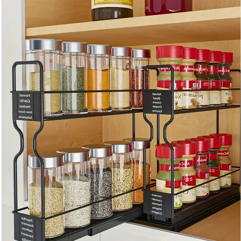 2-Tier Slide Out Spice Rack Organizer - Newest