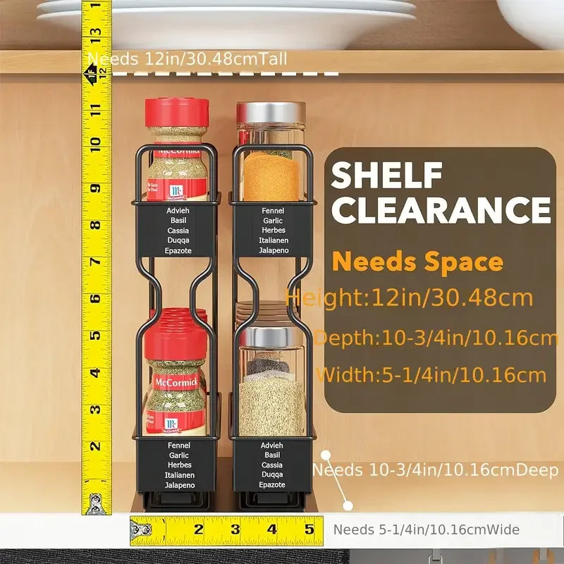 2-Tier Slide Out Spice Rack Organizer - Newest