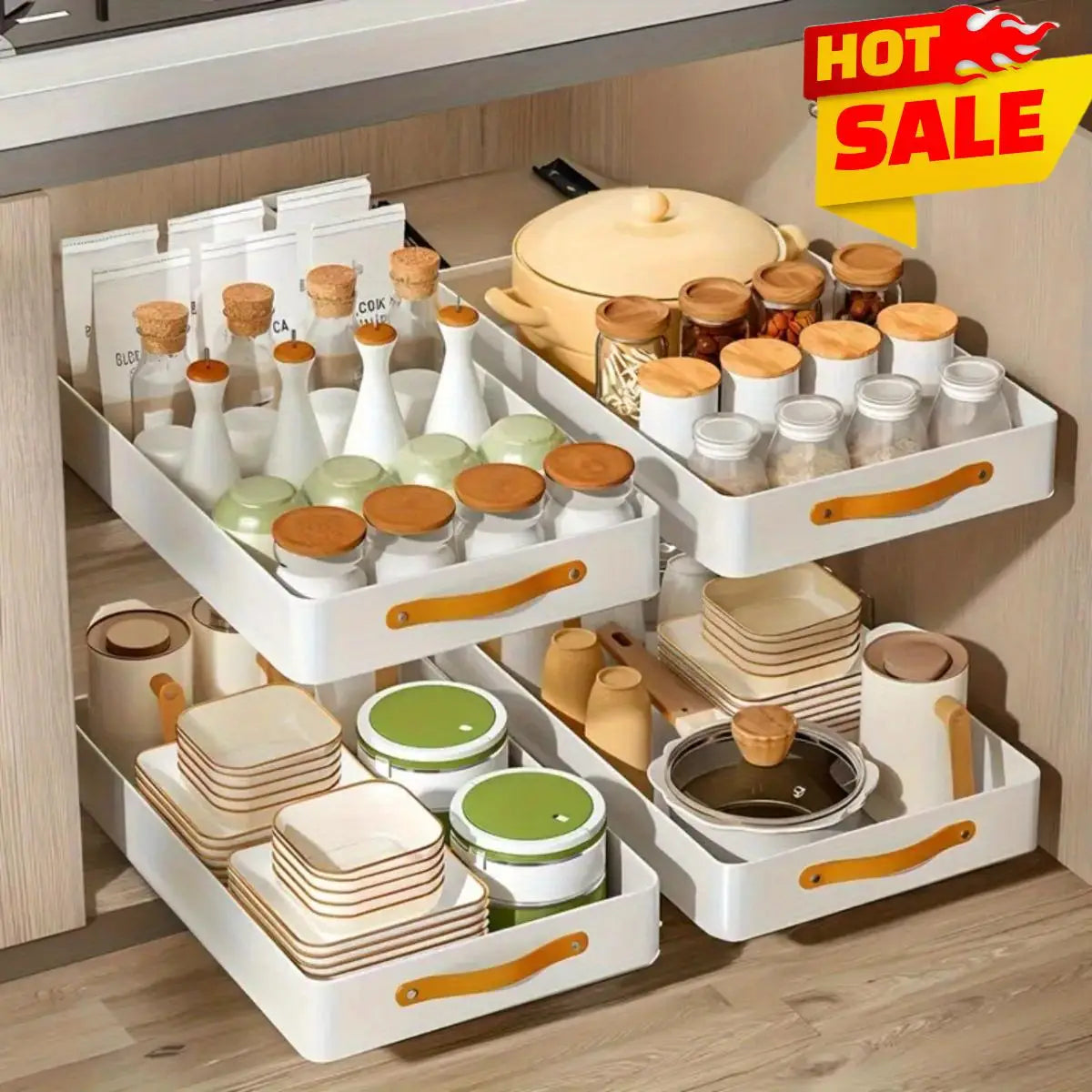 Pull-Out Cabinet Organizer with Adhesive Nano Film - Newest