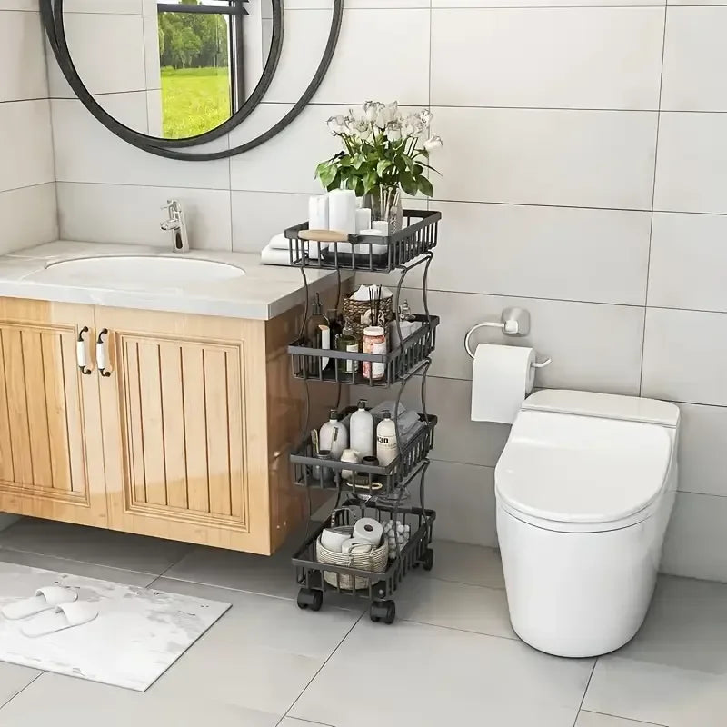 4-Tier Stackable Kitchen Storage Rack on Wheels