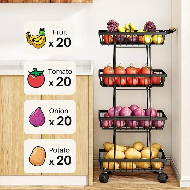 4-Tier Stackable Kitchen Storage Rack on Wheels