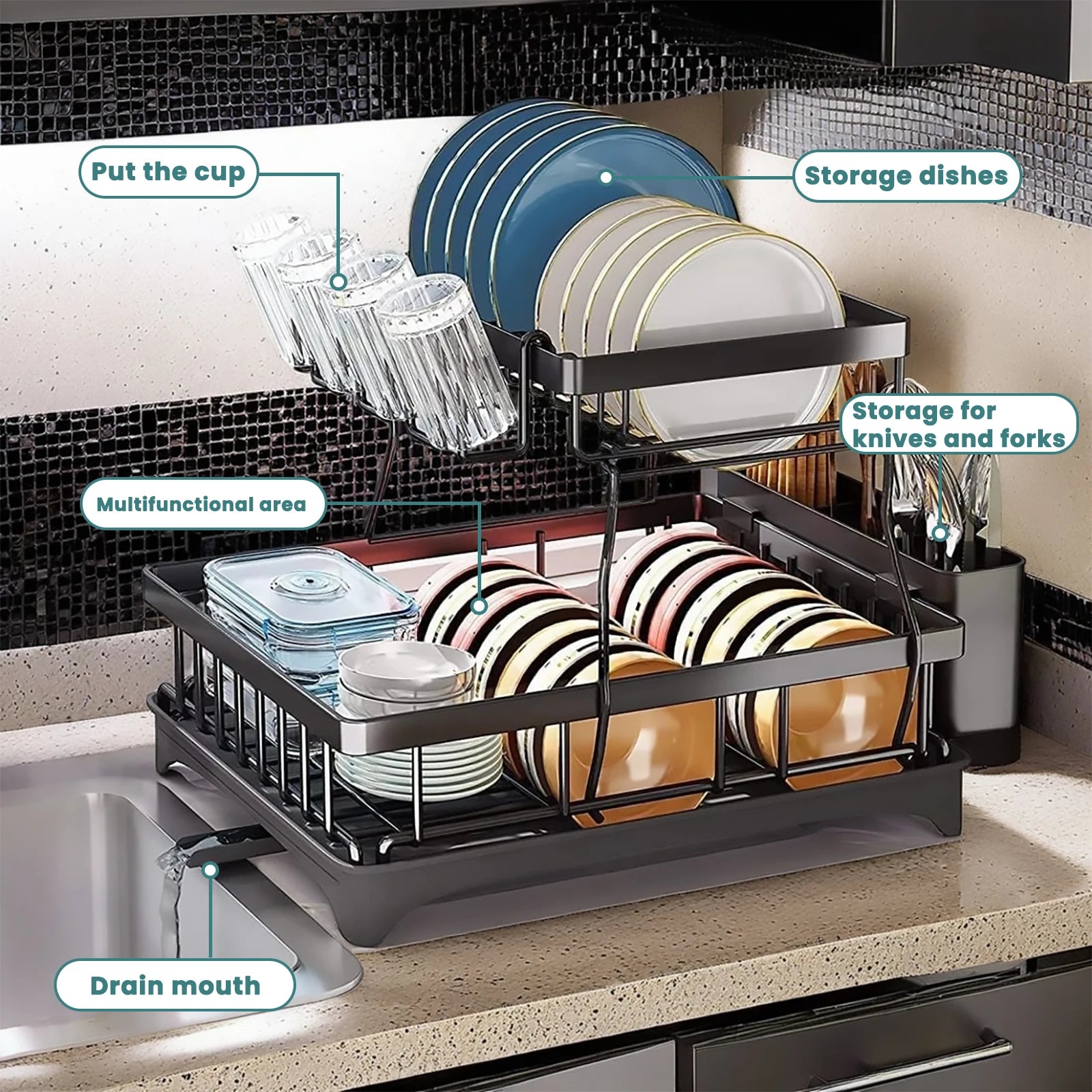 Large 2-Tier Dish Drying Rack